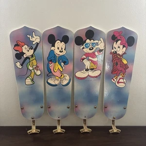 Vintage 1980s Walt Disney Mickey Minnie Mouse 4 Ceiling Fan Blades Parts Decor - Picture 1 of 15