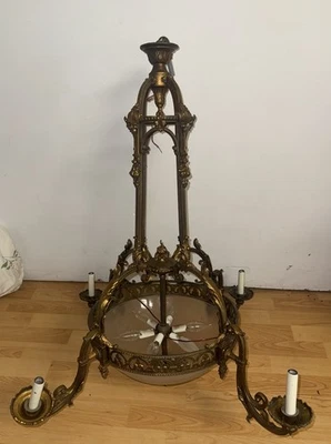 Art Nouveau Chandelier Bronze Huge  10 lights Stunning - Image 1 of 4