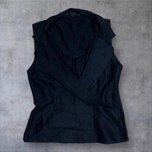 Coast Black Silk Sleeveless Wrap Top Waistcoat UK 10 100% Silk Collared - Picture 1 of 9