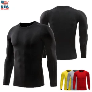 Men Women Compression Shirts Long Sleeve Athletic Workout Tops Gym Undershirts - Picture 1 of 24