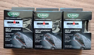 3-ROLLS CURAD Performance Series  Self Adherent Wrap, 3” X 5 yds - Black - Image 1 of 4