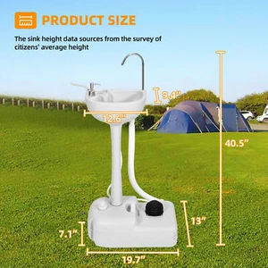 Fregadero portátil camping jardín estación de lavado manual con soporte de lavabo de 17 L - Imagen 1 de 9
