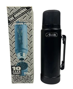 Frasco de vacío ALADDIN el original hecho en EE. UU. acero vintage negro nuevo en caja 950 ml - Imagen 1 de 20