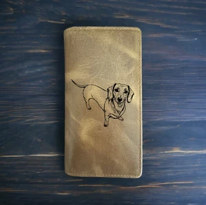 Dachshund Rodeo Wallet Cowboy Western Buffalo Leather Premium Weiner Dog NEW - Picture 1 of 10