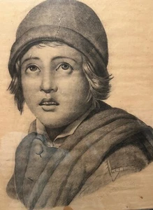 William Hatherell, ""The Young Boy", 1889. Dibujo original de retrato de grafito - Imagen 1 de 6