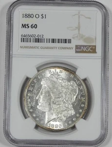 1880-O Morgan Dollar CERTIFIED NGC MS 60 Silver Dollar - Picture 1 of 4
