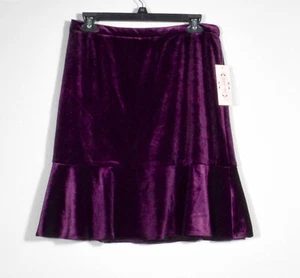 NWT Nanette Lepore Moody Romance Velvet Skirt with Peplum Hem Plum Sz 8 - Picture 1 of 5