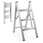 3 Step Ladder Folding Aluminum Structure Step Stool w/ Wide Anti-Slip Pedal