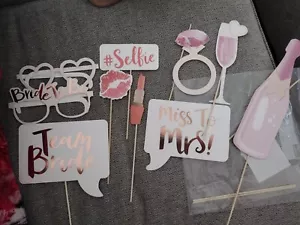 Used Miss to Mrs Pink bridal shower props with sticks - Picture 1 of 5
