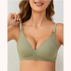 Front Open Nursing Bra Maternity Jelly Gel Laser Cutting Seamless Underwear Ultr - Picture 1 of 31
