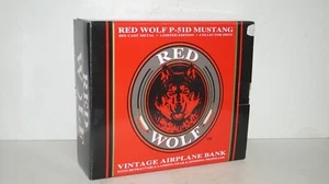 RED WOLF P-51D MUSTANG DIECAST VINTAGE AIRPLANE BANK by LIBERTY SPEC CAST - NIB - Picture 1 of 8