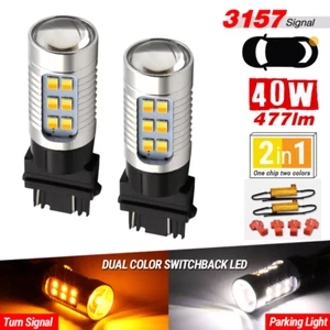 2x 3157 Switchback LED Blanco/Ámbar DRL Señal de Giro Bombillas con 2 Resistencias - Imagen 1 de 7
