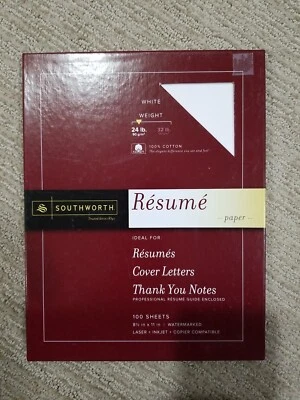 Southworth Resume Paper White 24 lb Weight 8 1/2 x 11 --- 76 sheets - Image 1 of 4
