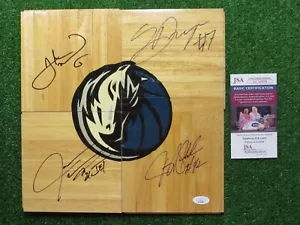 JERRY STACKHOUSE JASON TERRY HOWARD DIOP DALLAS MAVERICKS SIGNED FLOORBOARD JSA - Picture 1 of 7