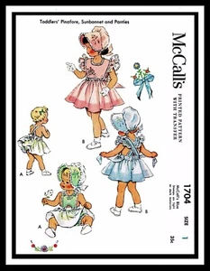 McCall's 1704 BONNET Patrón VESTIDO FALDA Mono Traje de Sol Bebé NIÑA Sombrero {1~2~3} - Imagen 1 de 18