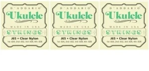 Lot 3 D'Addario Soprano Ukulele Clear Nylon Strings J65 4-Strings1st-024-4th-028 - Picture 1 of 8