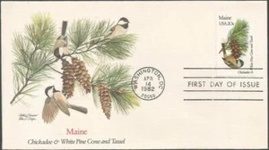 Scott 1971 FDC - 20 cent - 1982 - Maine Chickadee & White Pine - FDOI Very Fine - Picture 1 of 2