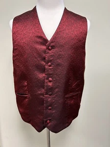 Vintage Bergdorf Goodman Men’s Vest, Black and Red Print 100% Silk, XL, USA - Picture 1 of 7