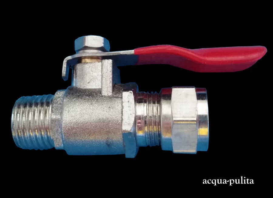 Raccordo Valvola Sfera Filetto 1/4" Tubo 3/8" Rubinetto Depuratore Presa Acqua - Immagine 1 di 1