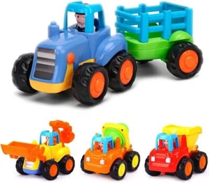 Push and Go Friction Powered Cars Construction Vehicles Toy Set Tractor...  - Picture 1 of 9