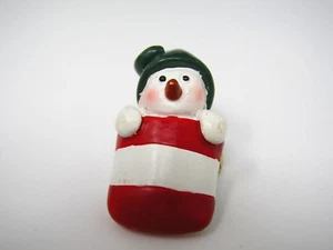 Vintage Christmas Pin: Snowman Peaking Out - Picture 1 of 5