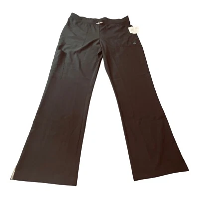 Nurses Scrubs Urbane Pants Flare Ladies Large Black Pull On Stretch LRG 9314 Po - Image 1 of 4