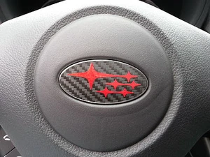 Steering Wheel Badges Carbon Fiber Vinyl Overlays Wrap >>SET OF 3<< (15-21 WR X) - Picture 1 of 2