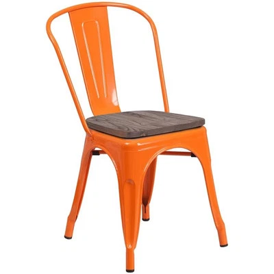 Промышленный металлический складной обеденный стул Bowery Hill 17,5 дюйма оранжевый - Изображение 1 из 4