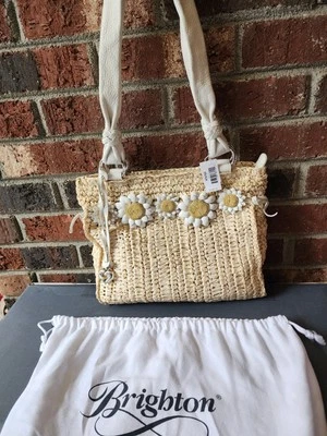 Cartera de hombro Brighton Daisy May Flower paja tostada/blanca H51 Foto 1 de 4