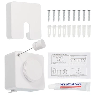 Retractable Clothesline Indoor,14Ft Clothesline Retracting(White,3.5"x3.5"x1.6") - Image 1 of 4