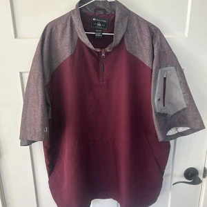 Holloway maglione bordeaux e grigio 1/4 zip giacca leggera uomo 2XL con tasca - Foto 1 di 8