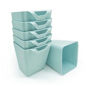 6 Pack Hanging Cup Holder Rolling Cart Organizer Accessories Trolley Cyan Blue - Picture 1 of 8