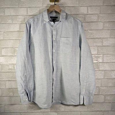 Marc Anthony Luxury Linen Men's Light Blue Pin Stripe Button Down Shirt Size L - Image 1 of 4