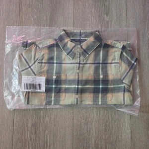 Janie & Jack Boys Plaid Flannel Shirt Size 7 Sage Green  - Picture 1 of 2