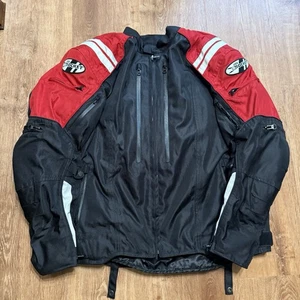 Chaqueta de Motociclista Joe Rocket Atomic Para Hombres XL Negra Roja Nylon Malla Forrada Cremallera Completa - Imagen 1 de 8