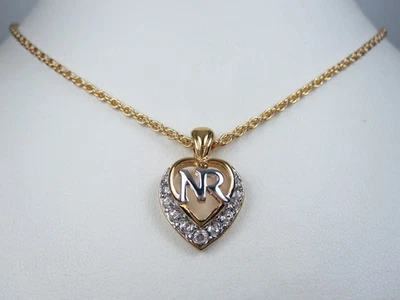 Colgante enchapado en oro Nina Ricci con logotipo NR y cristales de Swarovski - 16-18" - 7951 Foto 1 de 3