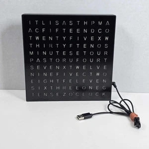 Sharper Image LED Dimmable Light-Up Word Clock Pro Black Modern Design Red Alert - Picture 1 of 3