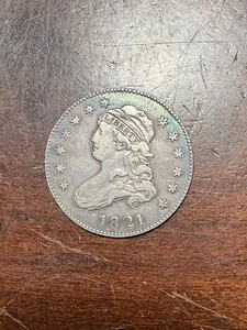 1821 CAPPED BUST LARGE SIZE QUARTER NICE COLOR XF - Picture 1 of 2
