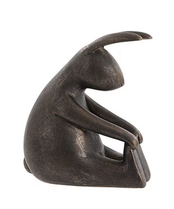 Estatuilla de conejito de yoga efecto bronce - Encantadora decoración del hogar 11 cm - Imagen 1 de 14
