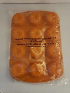 Avon Silicone Autumn Pumpkin Halloween Cupcake Non-stick Baking Pan w/Recipe  - Picture 1 of 5