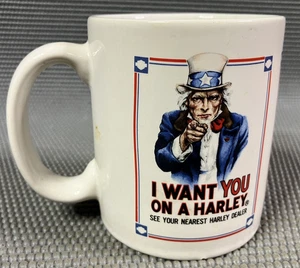 TAZZA DA CAFFÈ VINTAGE 1989 ZIO SAM HARLEY DAVIDSON I WANT YOU ON A HARLEY - Foto 1 di 7
