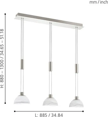 Eglo Montefio Lampadario LED, lampada a sospensione a 3 luci regolabile in altez - Immagine 1 di 3