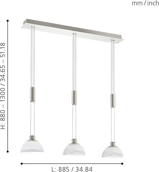 Eglo Montefio Lampadario LED, lampada a sospensione a 3 luci regolabile in altez - Immagine 1 di 3