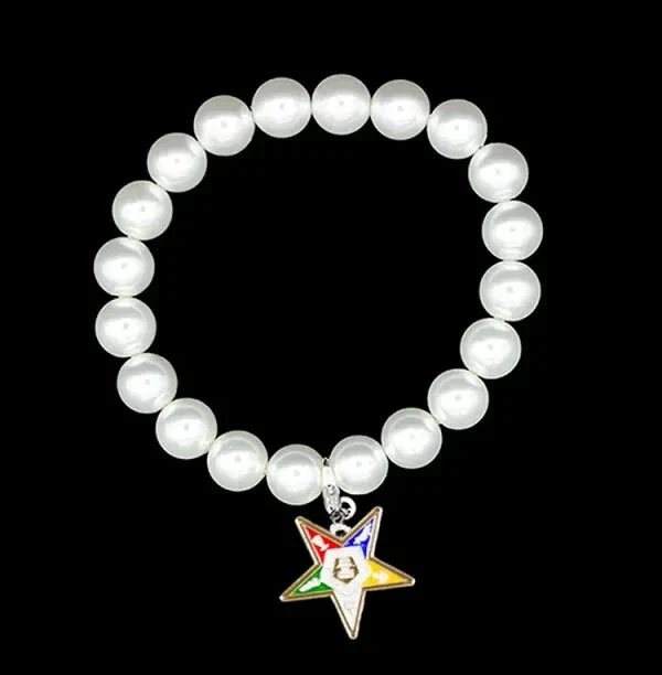 Pulsera OES Eastern Star Pearl Shield Charm Foto 1 de 1