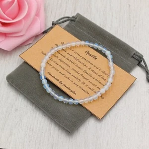 OPALITE Bracelet Stretch Fit Handmade + Gift Bag & Card Crystal Gemstone 4mm - Picture 1 of 5