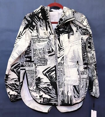 Calvin Klein corta-vento feminino preto/branco floral XS secagem rápida repelir capa de água - Imagem 1 de 4
