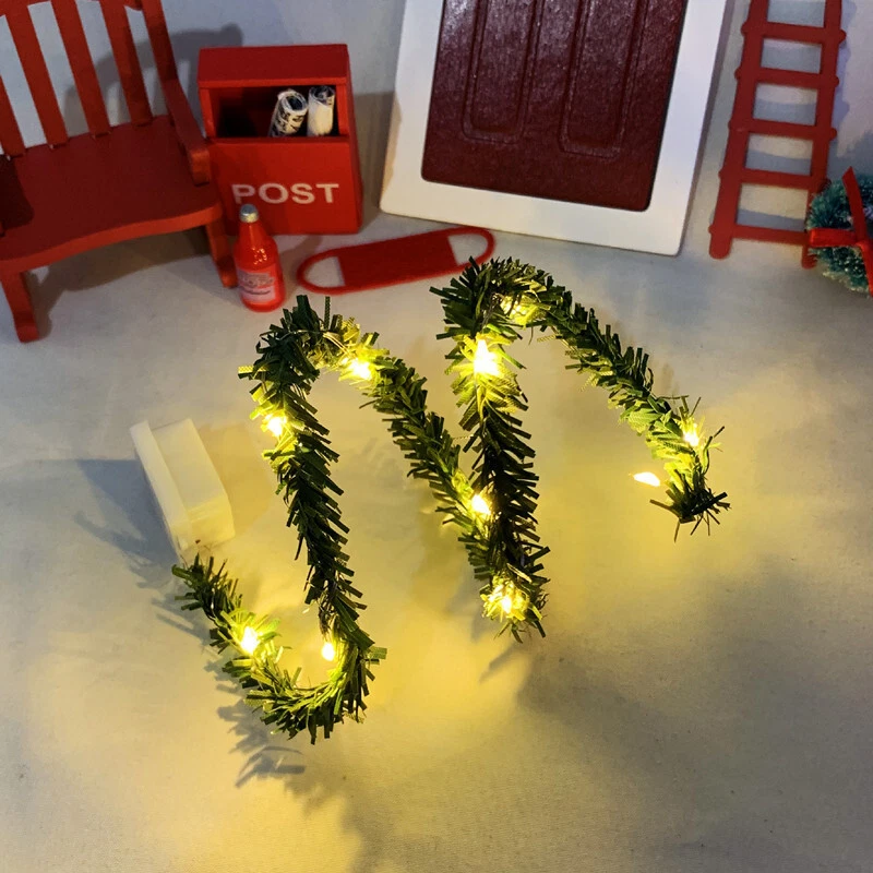 2PC Dollhouse Miniature 1:12 LED String Light Garden Christmas Decor Accessories - Image 1 of 4