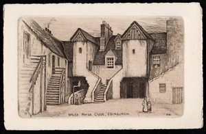 White Horse Close Edinburgh Scotland Real Etching By A.W. Postcard - Picture 1 of 2