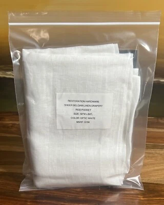 Restoration Hardware Cortinas de lino belga transparente RP 50" X 84" blanco óptico $159 Foto 1 de 4