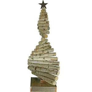 4 Fuß Birkenzweig Weihnachtsbaum Holzständer enthalten aus echtem Birkenholz Stämme - Bild 1 von 7